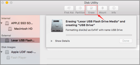 Отформатируйте USB-накопитель в FAT32 на Mac