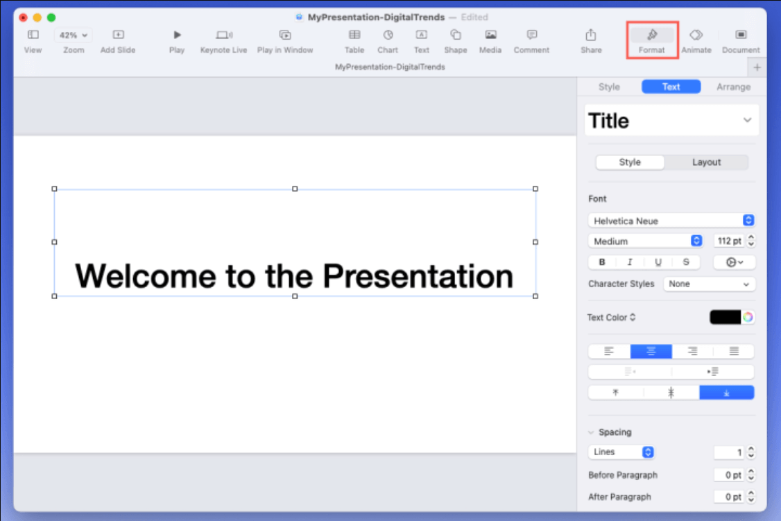 Apple Keynote Presentation Software