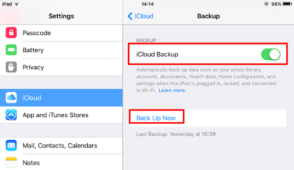 ملفات النسخ الاحتياطي على iCloud