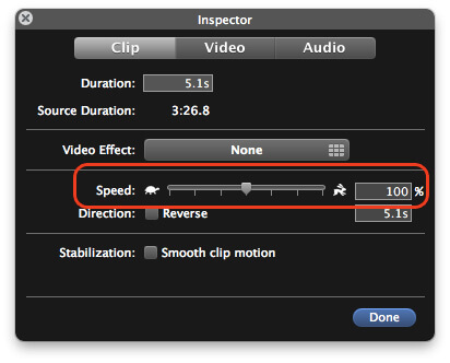 Modify the Speed of Part A Clip