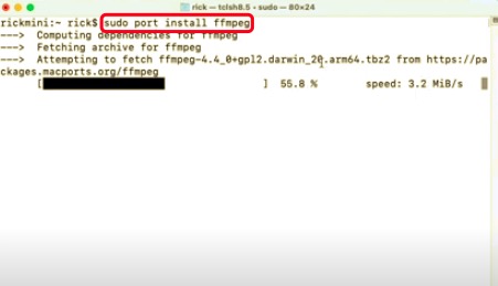 Zainstaluj FFmpeg na Macu za pomocą MacPorts