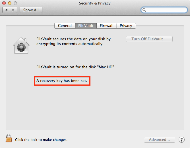 Найдите свой FileVault для сброса пароля администратора на Mac