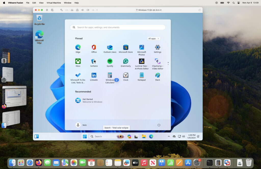 Virtual Machine VMware Fusion