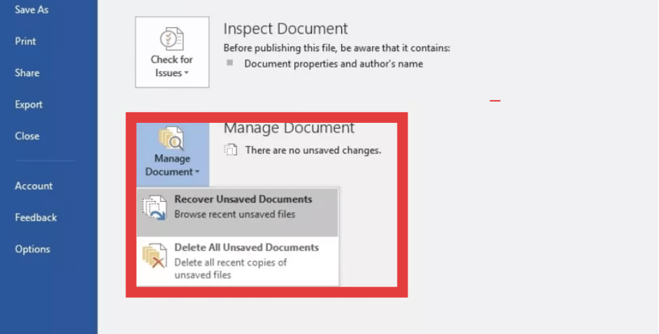 Recover Unsaved Documents