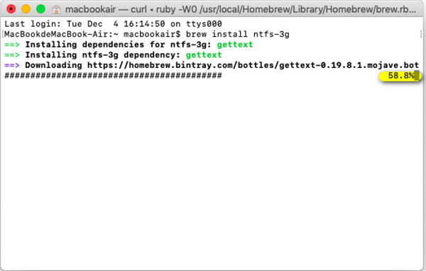 Proceso de instalación de Ntfs 3g