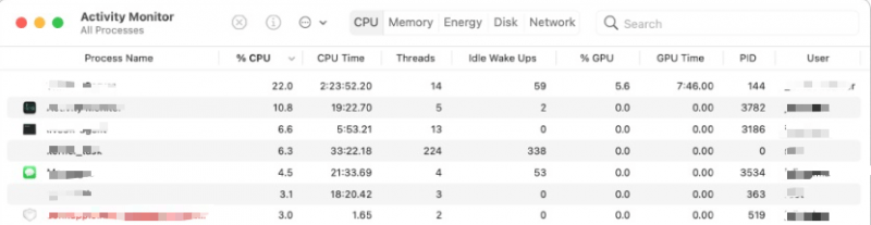 Open Activity Monitor to See Recent Activity on Mac