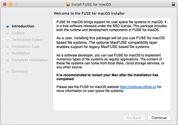 Introducción a la instalación de Osxfuse