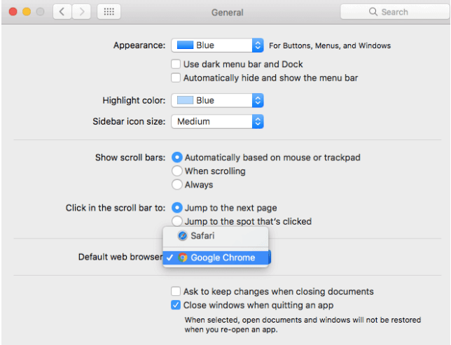 google chrome for apple macbook pro default browser