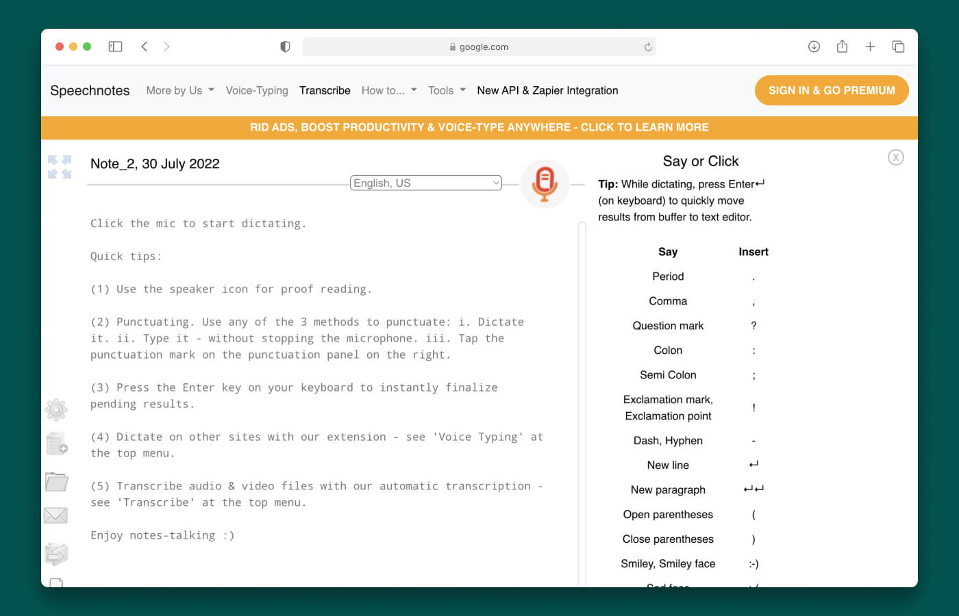 Speechnotes Transcription App