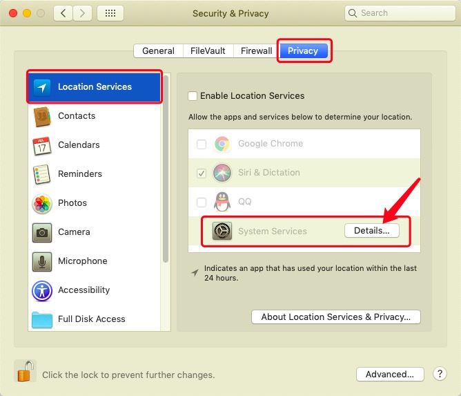Change Security Preferences for Location Servers on Mac