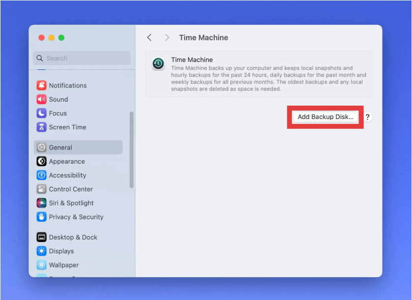 Add Backup Disk