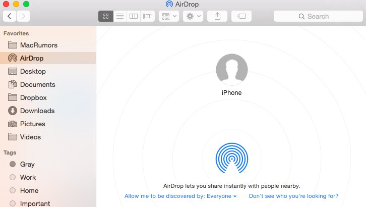 使用AirDrop将照片从Mac传输到iPhone