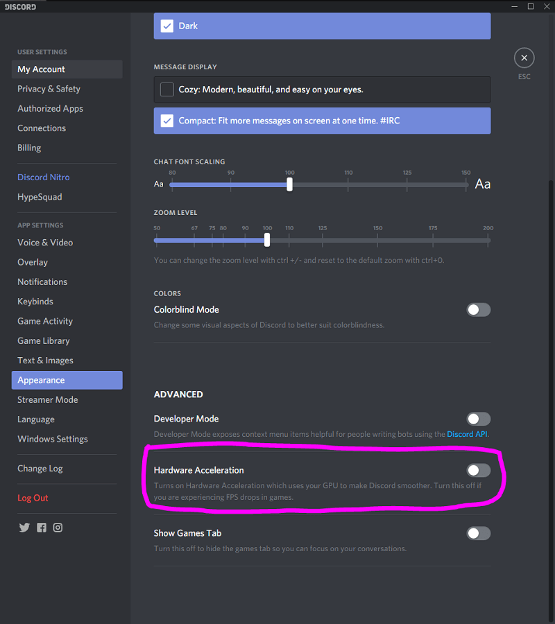 قم بإيقاف تشغيل تسريع الأجهزة على Discord لإصلاح تأخير Fortnite