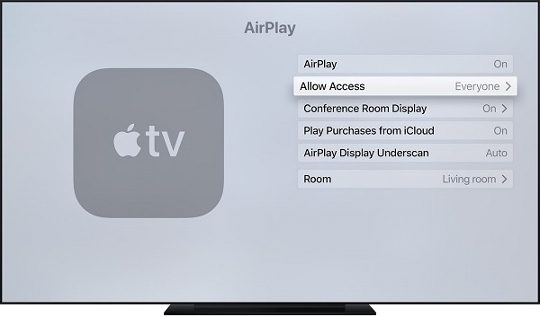 Apple TV에서 AirPlay 켜기