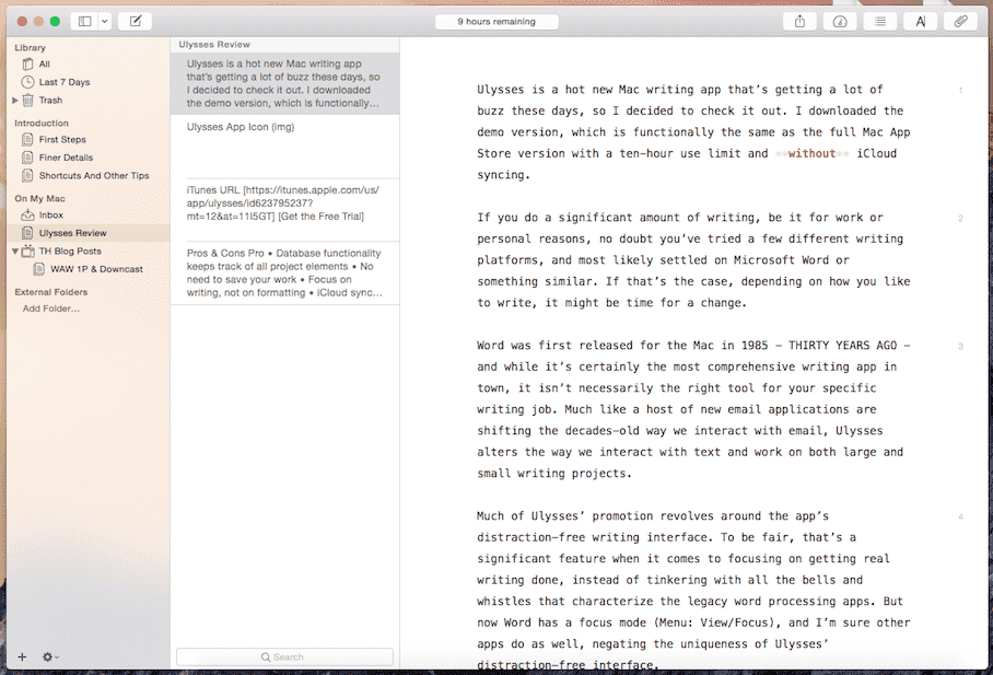 Ulysses Best Writing App