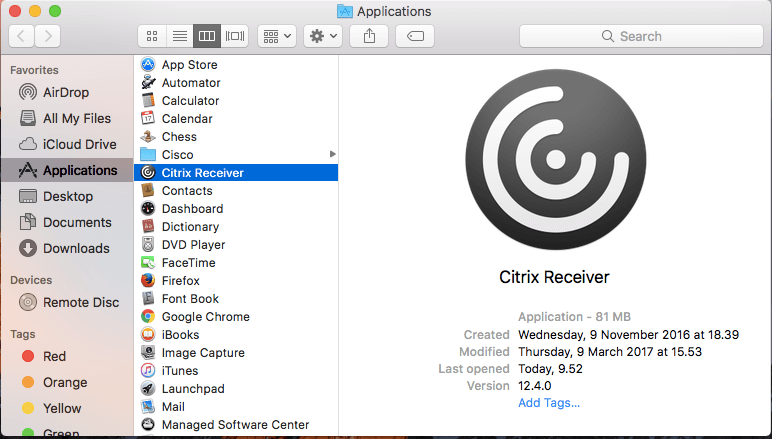 قم بإلغاء تثبيت Citrix Receiver من Mac