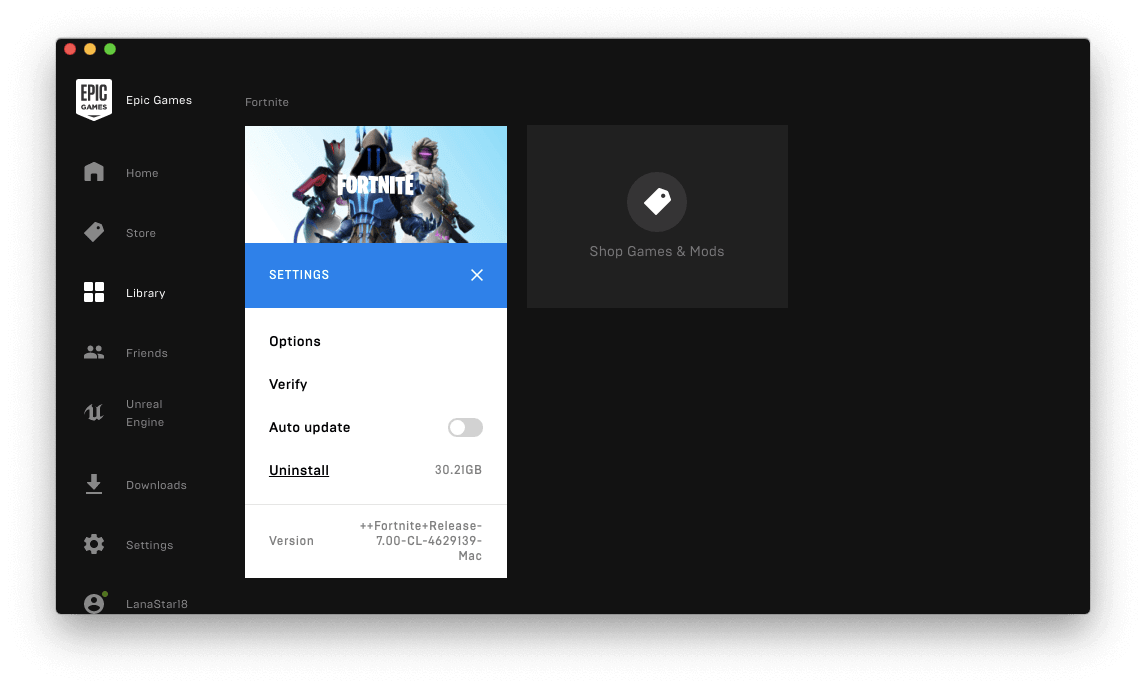 Uninstall Fortnite on Mac Using Epic Game Launcher