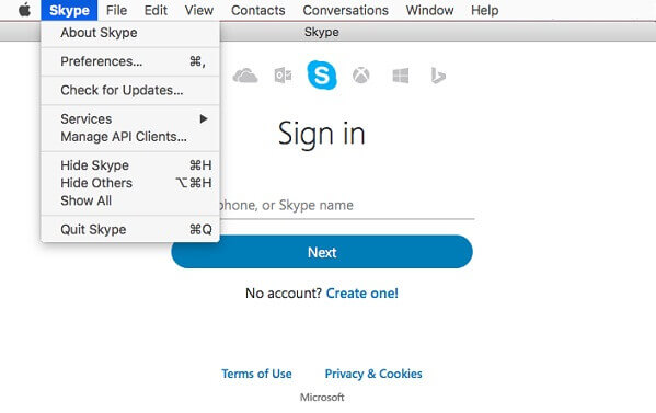 Удалить Skype на Mac