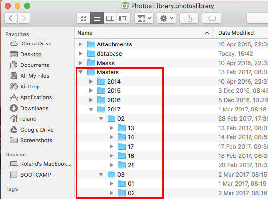كيفية الوصول إلى الموقع حيث يتم تخزين ملفات الصور