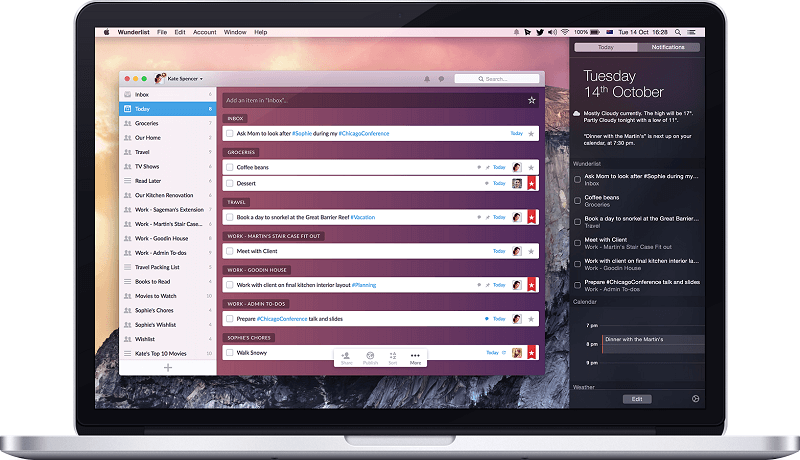 One of the Best Mac Widgets Wunderlist