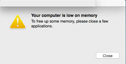 Uw computer heeft weinig geheugen Mac