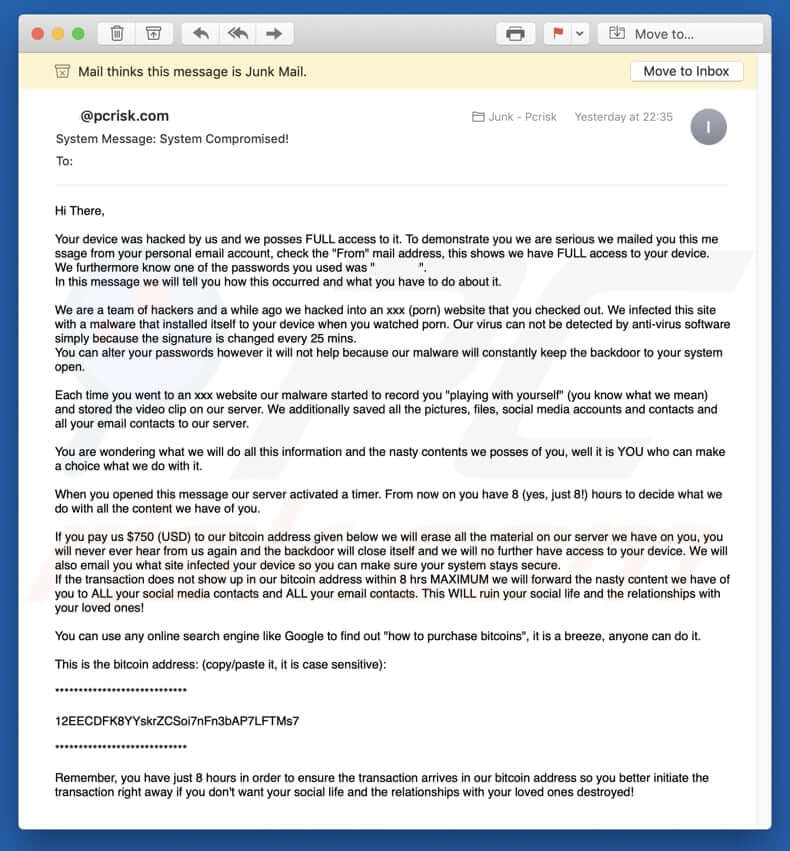 I Hacked Your Device Email Scam