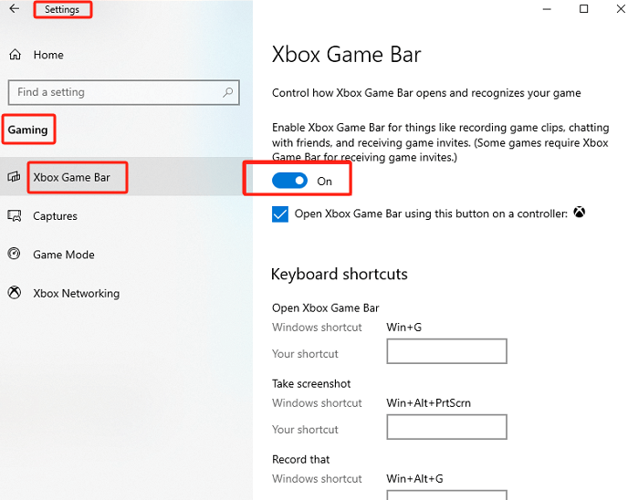 Enable Game Bar to Fix Screen Recording Not Working