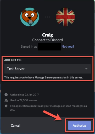 سجل مكالمات Discord مع Craig Bot
