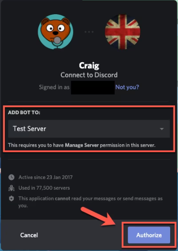 使用 Craig Bot 录制 Discord 通话