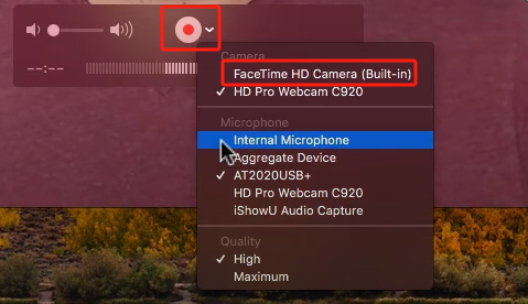 Nagrywanie ekranu za pomocą kamery Facecam z QuickTime