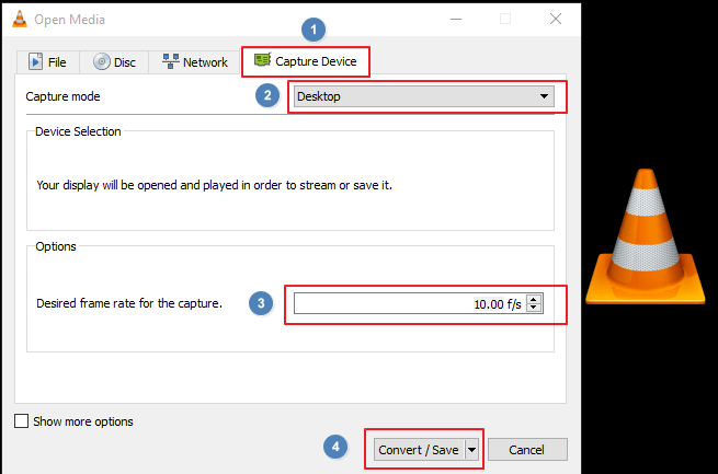 Screen Record on Windows via VLC