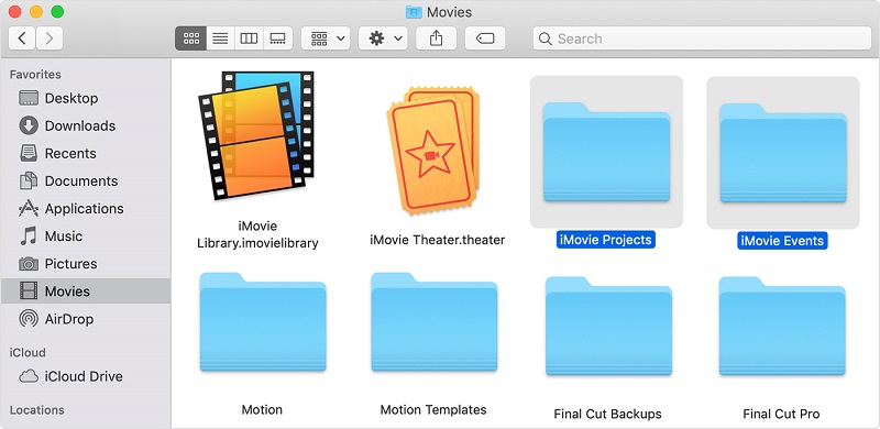 أين تجد ملفات iMovie