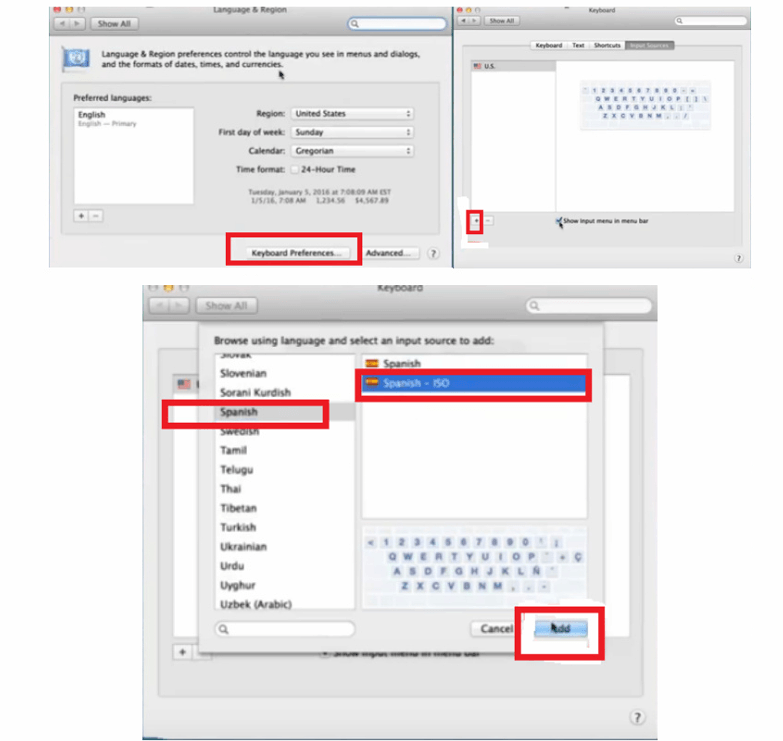 Add Spanish - ISO Keyboard