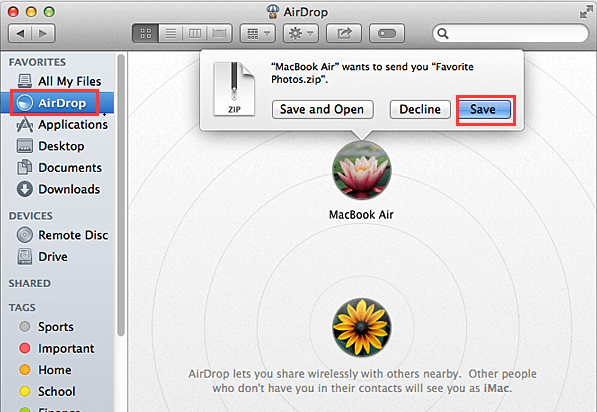 Use o AirDrop para compartilhar arquivos de um Mac para um iPhone