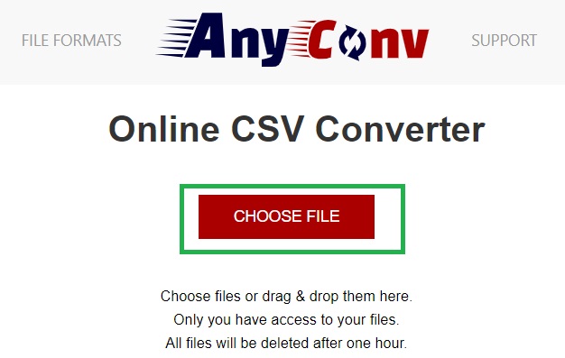 Użyj AnyConv, aby przekonwertować plik CSV na vCard