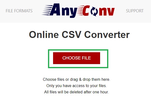 Use AnyConv para converter CSV em vCard