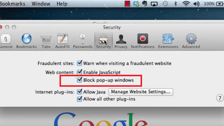  Block Pop-up Windows on Safari