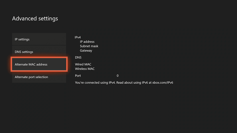 Xbox one clearing mac address