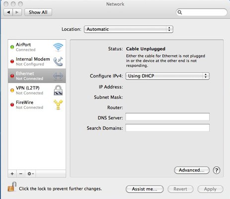 Connecting Mac to A Wired Ethernet Internet Connection