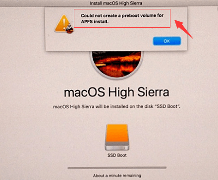 Could Not Create a Preboot Volume for APFS Install