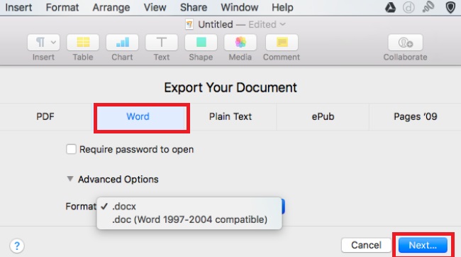 كيفية تصدير ملفات الصفحات إلى مستند Word