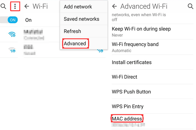 how to check mac address of android device