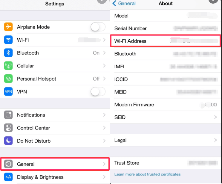 Find MAC Address on iOS Devices