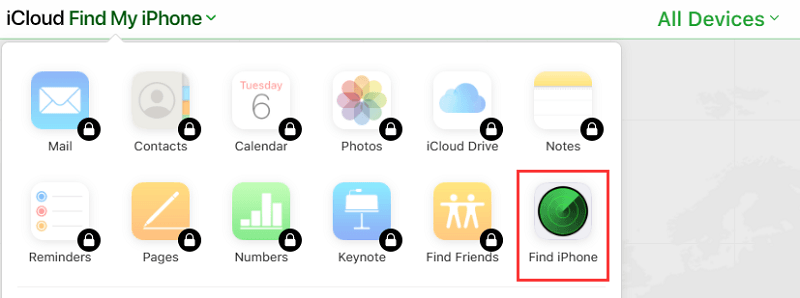 Использование iCloud для поиска устройства Mac