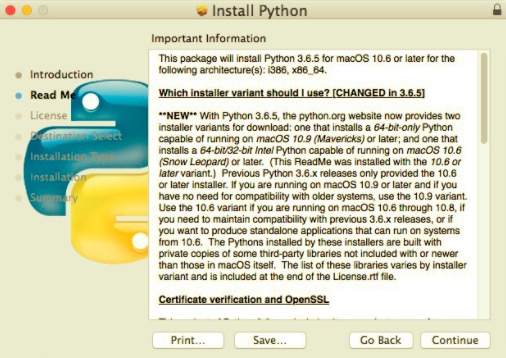 Instale o Python atualizado no Mac