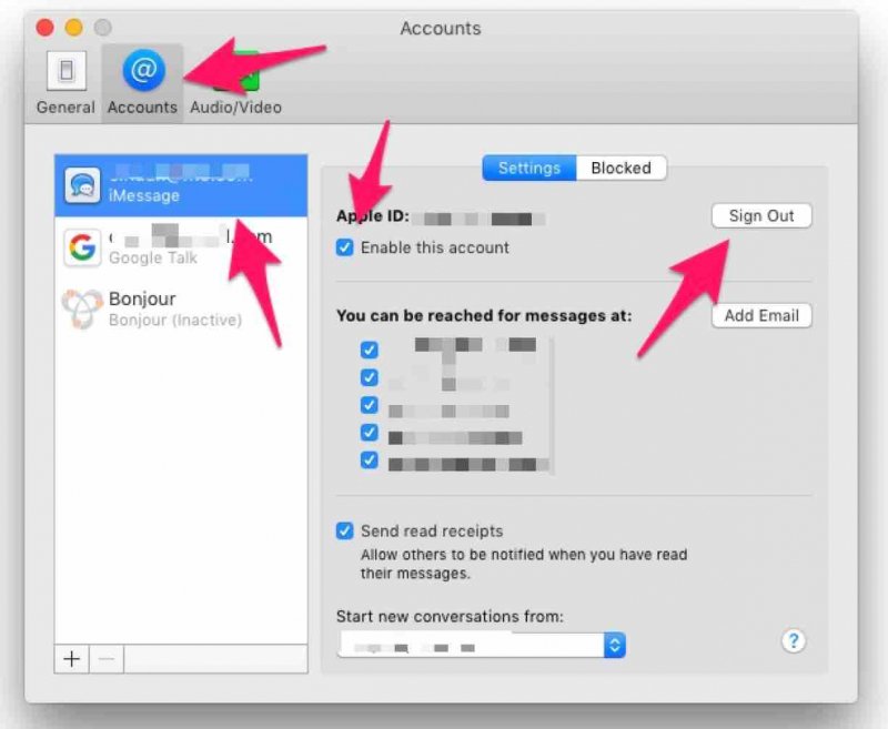 Cerrar sesión de iMessage en Mac