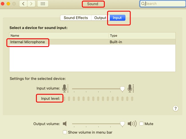 Adjust Input Level to Fix Microphone on Mac Not Working