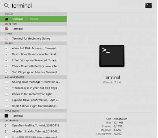 Open Terminal on Mac