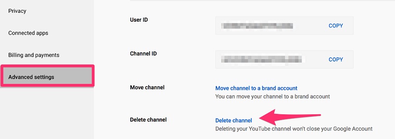 Kroki, aby usunąć kanał YouTube