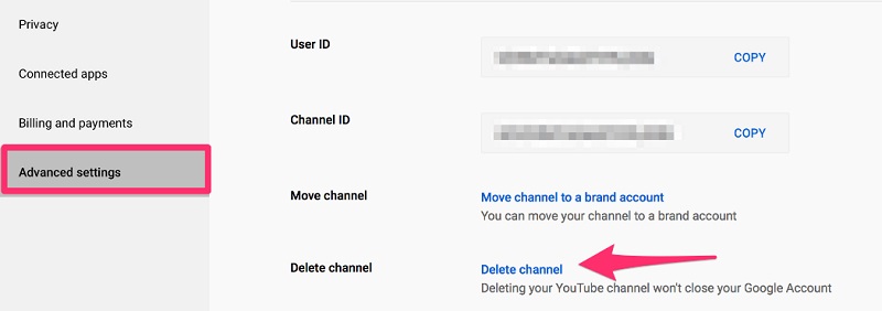 خطوات حذف قناة اليوتيوب